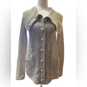 Anthropologie button up knit cardigan gray small